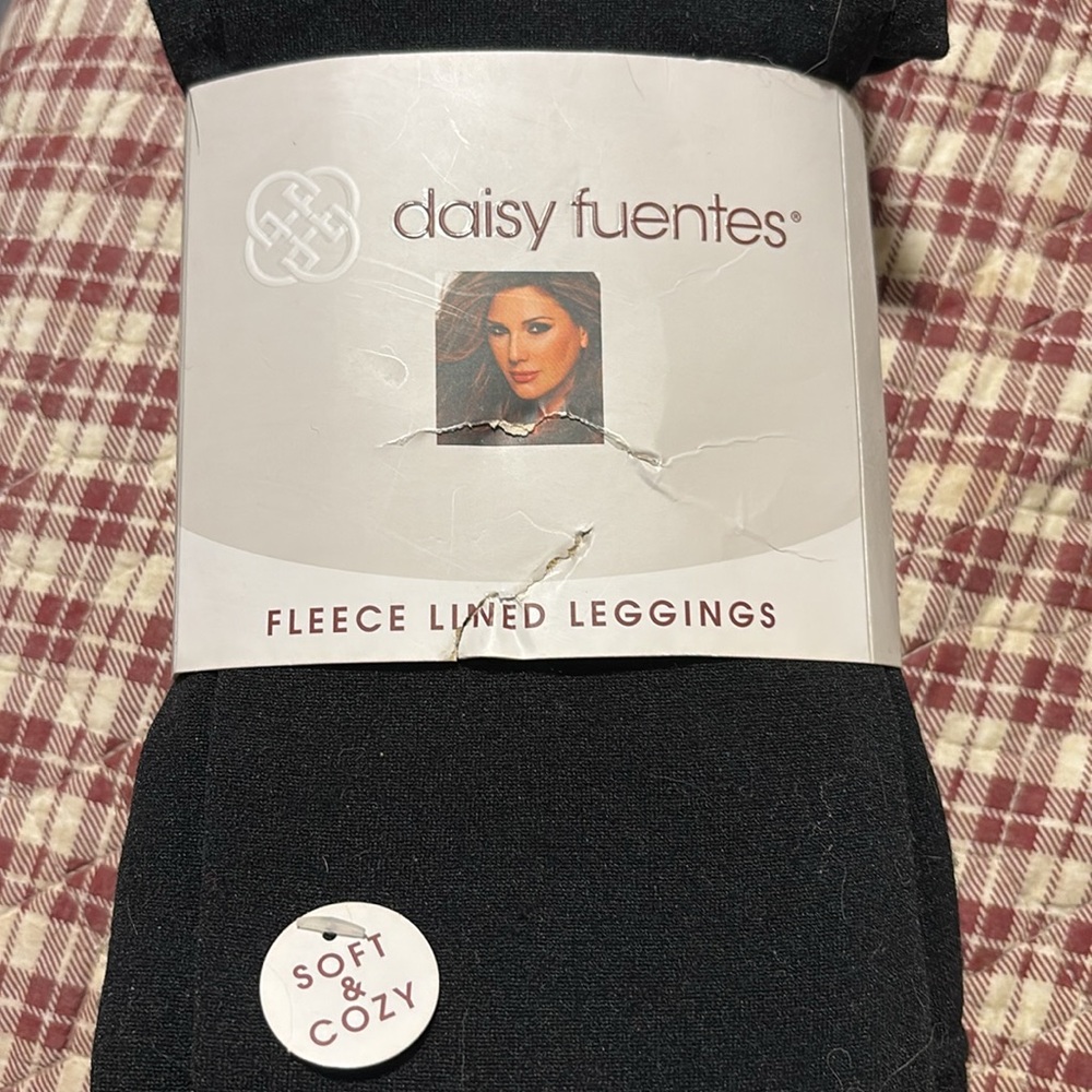 Daisy Fuentes Super Soft Fleece Lined Leggings, Two Pack, Black, Size M/L